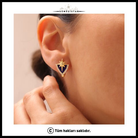 925 Ayar Gümüş Kalkan Kutup Yıldızı Küpe