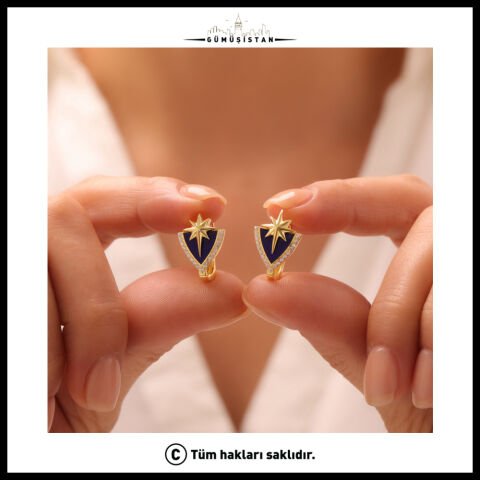 925 Ayar Gümüş Kalkan Kutup Yıldızı Küpe