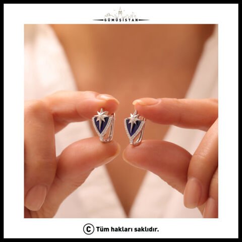 925 Ayar Gümüş Kalkan Kutup Yıldızı Küpe