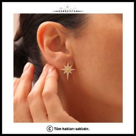 925 Ayar Gümüş Kutup Yıldızı Küpe