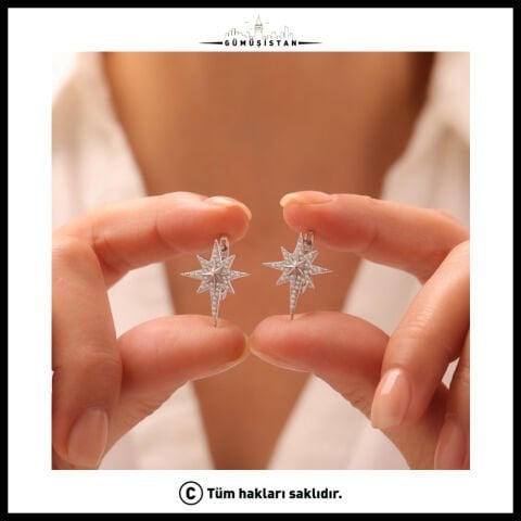 925 Ayar Gümüş Kutup Yıldızı Küpe
