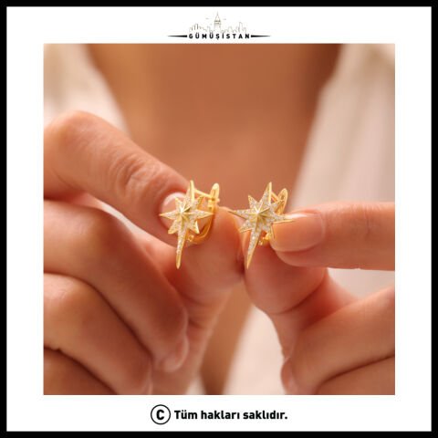 925 Ayar Gümüş Kutup Yıldızı Küpe