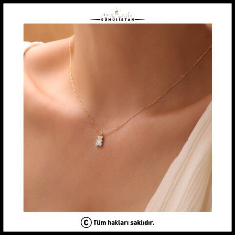 925 Ayar Gümüş Mavi Ayıcık Kolye