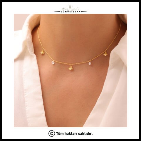 925 Ayar Gümüş  Nazarlı Zircon Şans Kolye