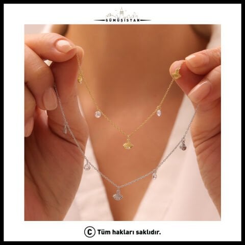 925 Ayar Gümüş  Nazarlı Zircon Şans Kolye