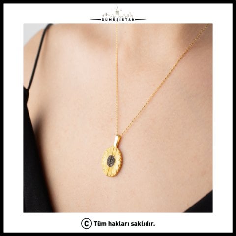 Ayçiçeği Açılır Kapaklı Mesaj Kolyesi – You Are My Sunshine Özel Tasarım 925 Ayar Gümüş Kolye
