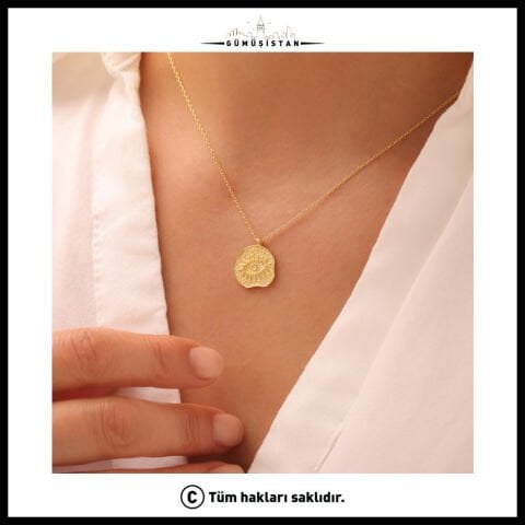 925 Ayar Gümüş Sembol Kalp Nazar Güneş Kolye