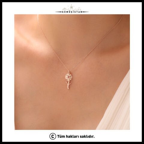 925 Ayar Gümüş Karanfil & Ocak Doğum Taşı Kolyesi