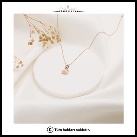 925 Ayar Gümüş Nergis Çiçeği Mart Ayı Minimal Doğum Taşı Kolyesi