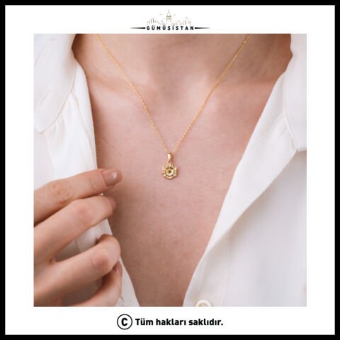 925 Ayar Gümüş Glayöl Çiçeği Ağustos Ayı Minimal Doğum Taşı Kolyesi