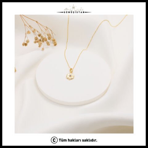 925 Ayar Gümüş Aster Çiçeği Eylül Ayı Minimal Doğum Taşı Kolyesi