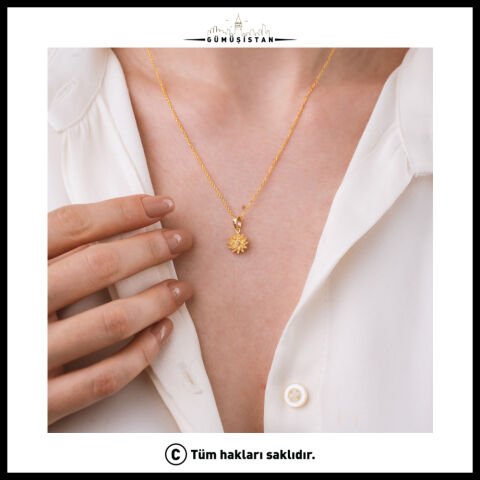 925 Ayar Gümüş Krizantem Çiçeği Kasım Ayı Minimal Doğum Taşı Kolyesi