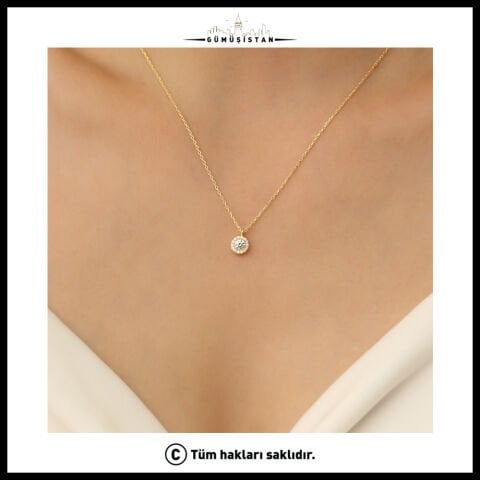 925 Ayar Gümüş Tektaş Kolye – Yuvarlak Taşlı Minimal ve Zarif Kadın Kolyesi