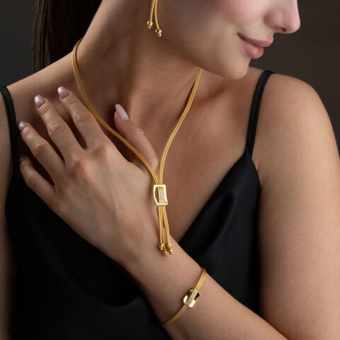 925 Ayar Gümüş Altın Kaplama Baget Taşlı Örgü Dorika Set