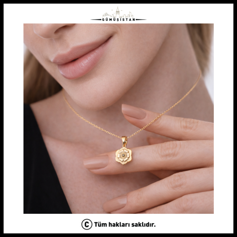 14 Ayar Altın Kaplama Doğum Çiçeği Kolye