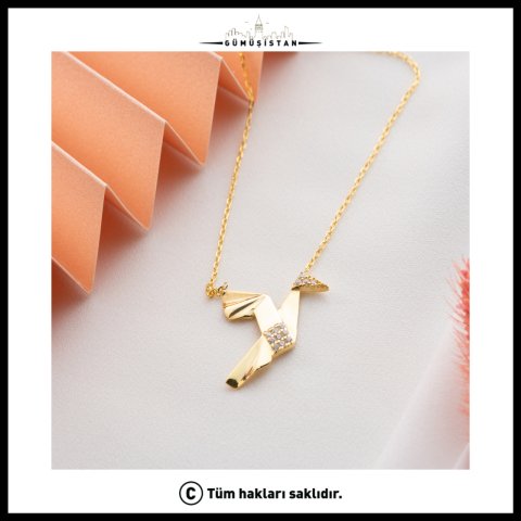 925 Ayar Gümüş Origami Kuş Kolye
