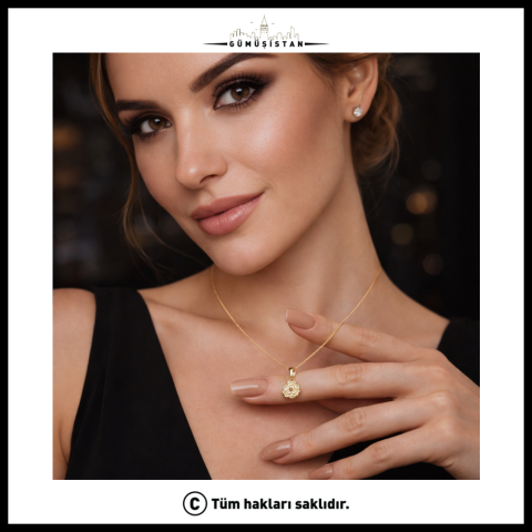 14 Ayar Altın Kaplama Doğum Çiçeği Kolye