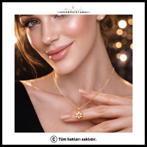 14 Ayar Altın Kaplama Doğum Çiçeği Kolye