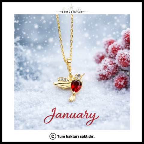 14 Ayar Altın Kaplama Doğum Taşlı Arı Kuşu Kolye