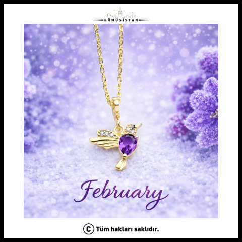 14 Ayar Altın Kaplama Doğum Taşlı Arı Kuşu Kolye