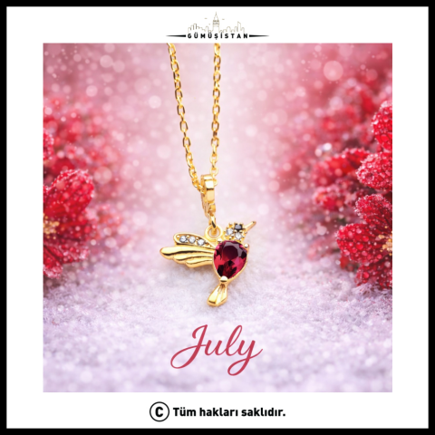 14 Ayar Altın Kaplama Doğum Taşlı Arı Kuşu Kolye