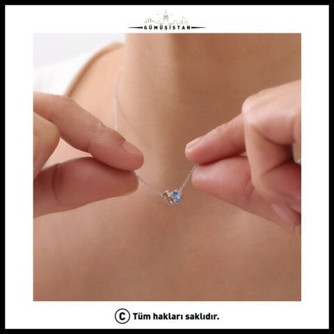 14 Ayar Altın Kaplama Kişiye Özel Çift Damla Doğum Taşlı Bujiteri Kolye