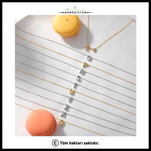 14 Ayar Altın Kaplama Bujiteri Harf Kolye