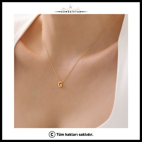 14 Ayar Altın Kaplama Bujiteri Harf Kolye