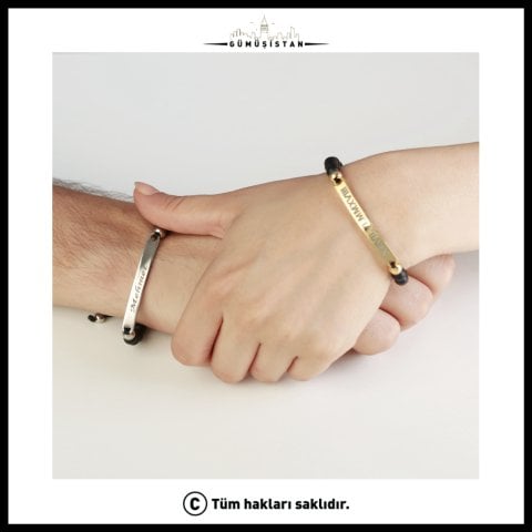 Kişiye Özel İsimli & Tarihli Çift Bileklikleri ( 2 Adet )