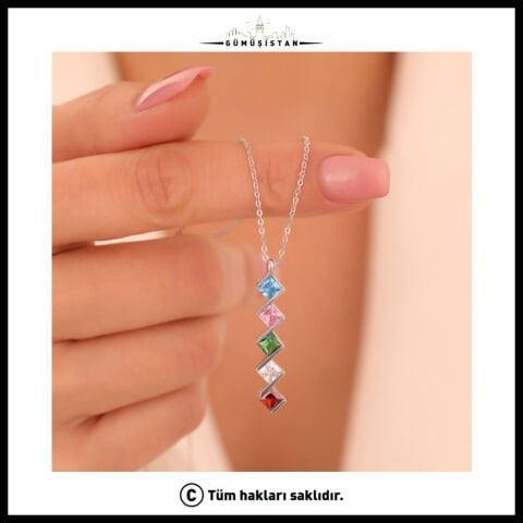 14 Ayar Altın Kaplama Bujiteri Kişiselleştirilebilir Doğum Taşı Kolyesi