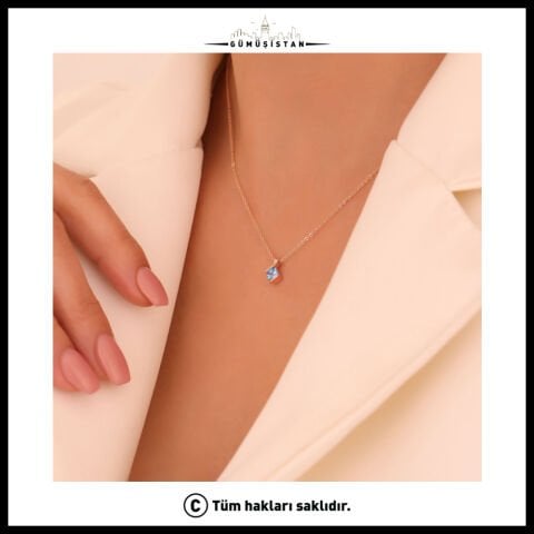 14 Ayar Altın Kaplama Bujiteri Kişiselleştirilebilir Doğum Taşı Kolyesi