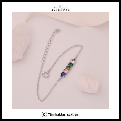 14 Ayar Altın Kaplama Bujiteri Bezelye Taneli Kişiselleştirilebilir Doğum Taşı Bileklik