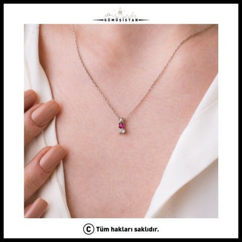 14 Ayar Altın Kaplama Bujiteri Asimetrik Yuvarlak Modern Doğum Taşı Kolyesi