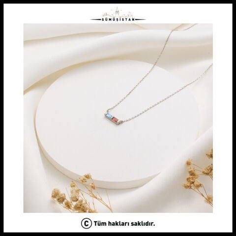 14 Ayar Altın Kaplama Bujiteri Sıralı Modern Doğum Taşı Kolyesi