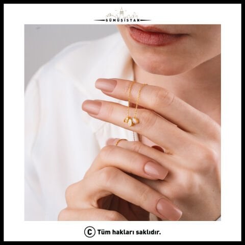 14 Ayar Altın Kaplama Bujiteri ''Işık Yolu'' Doğum Taşı Kolyesi