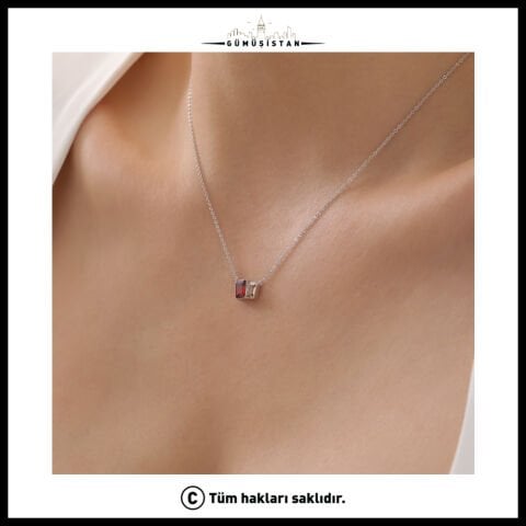 14 Ayar Altın Kaplama Kişiye Özel Çift Baget Doğum Taşlı Bujiteri Kolye