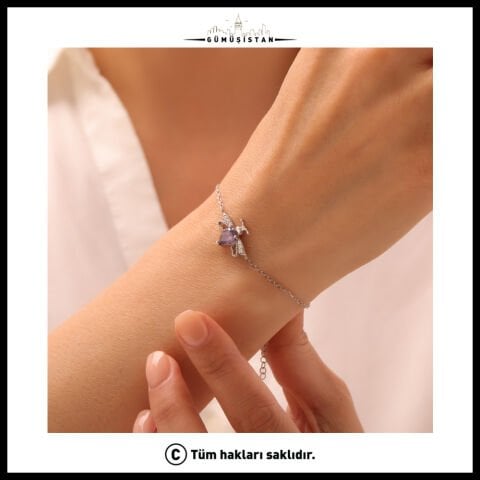 14 Ayar Altın Kaplama Doğum Taşlı Arı Kuşu Figürlü Bujiteri Bileklik