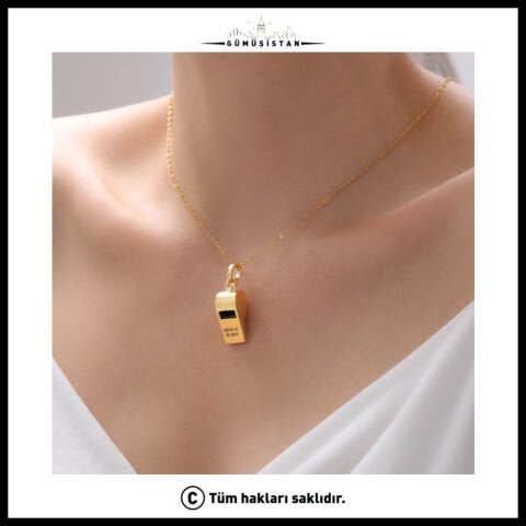 Düdük Kolye – Gümüş Renk Fonksiyonel Düdük Uçlu Kadın Erkek Unisex Kolye