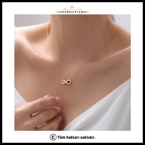 14 Ayar Altın Kaplama Sonsuzluk Figürlü Bujiteri Kolye