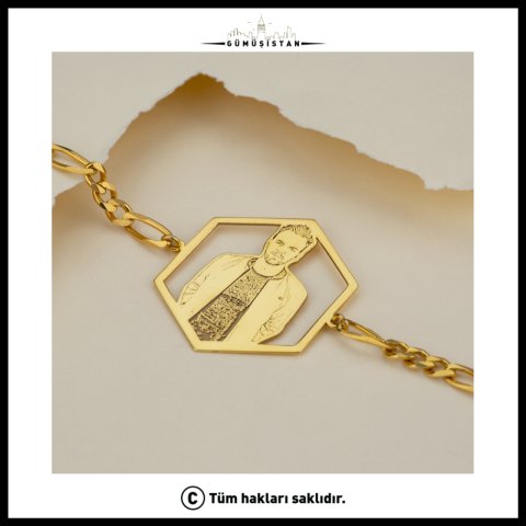 925 Ayar Gümüş Kişiye Özel Resimli Bileklik
