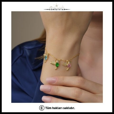 Kişiye Özel Doğum Taşlı Kuş Figürlü Bileklik – Bujiteri