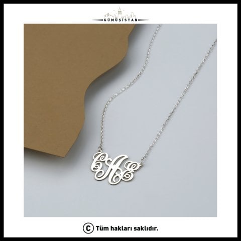 925 Ayar Gümüş Kişiye Özel Sarmaşık Harfle Kolye