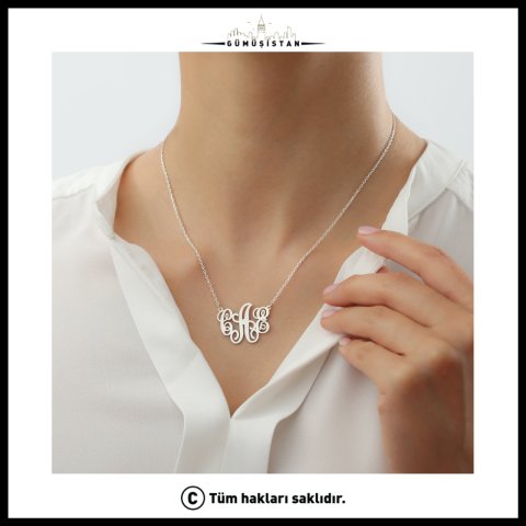 925 Ayar Gümüş Kişiye Özel Sarmaşık Harfle Kolye
