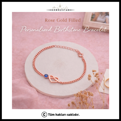 Kişiye Özel Doğum Taşlı Zincirli Bileklik - Bujiteri