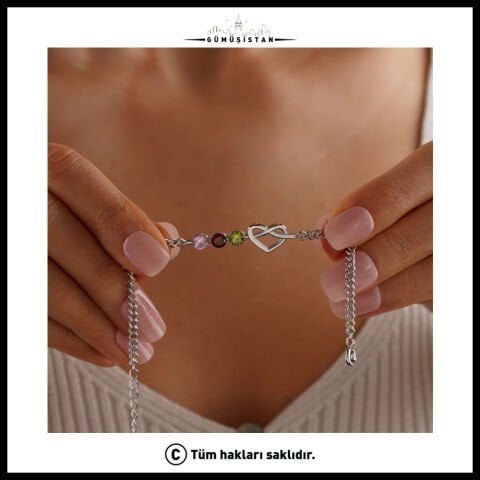Kişiye Özel Doğum Taşlı Zincirli Bileklik - Bujiteri