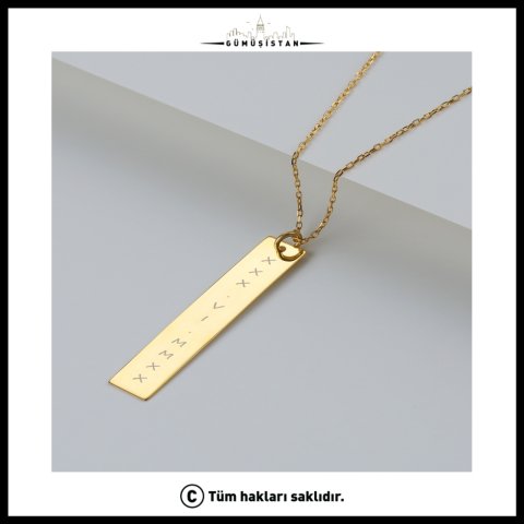 925 Ayar Gümüş Kişiye Özel Tarihli Plaka Kolye