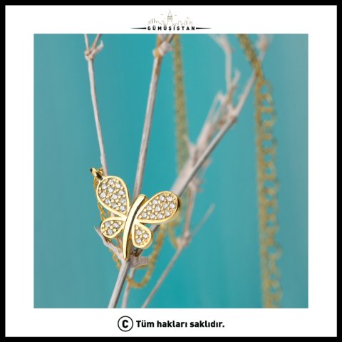 925 Ayar Gümüş Kelebek Kolye