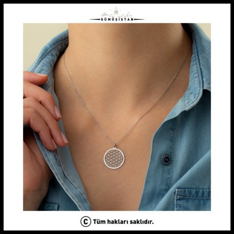 925 Ayar Gümüş Yaşam Çiçeği Kolye