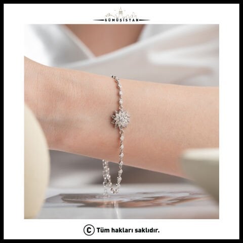 925 Ayar Gümüş Lotus Çiçeği Bileklik