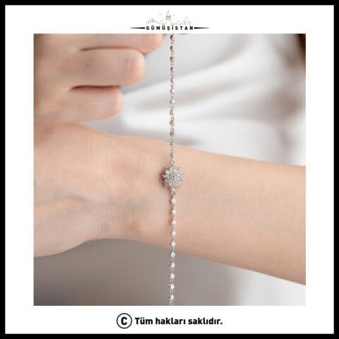 925 Ayar Gümüş Lotus Çiçeği Bileklik